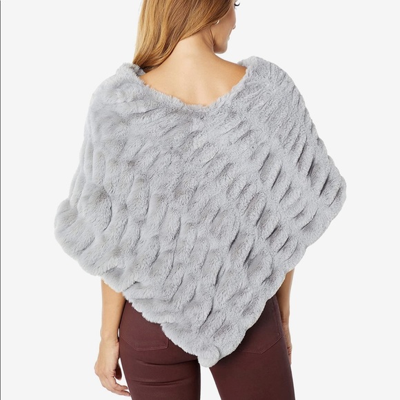 New Grey Tourance Poncho Florence Faux Fur - Picture 6 of 8